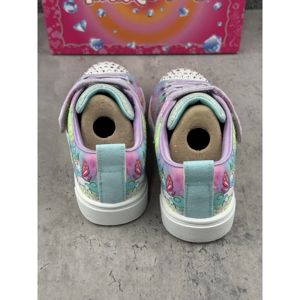 Skechers Twinkle Toes Girls Light Up Glitter Unicorn Low Top Sneaker US 10.5 Kid